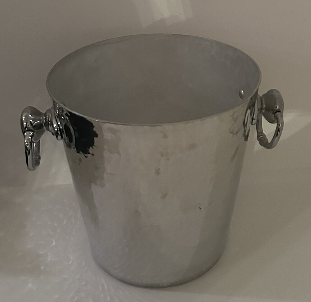 Mauviel Hammered Aluminum Wine Ice Bucket With Stainless Steel Handles